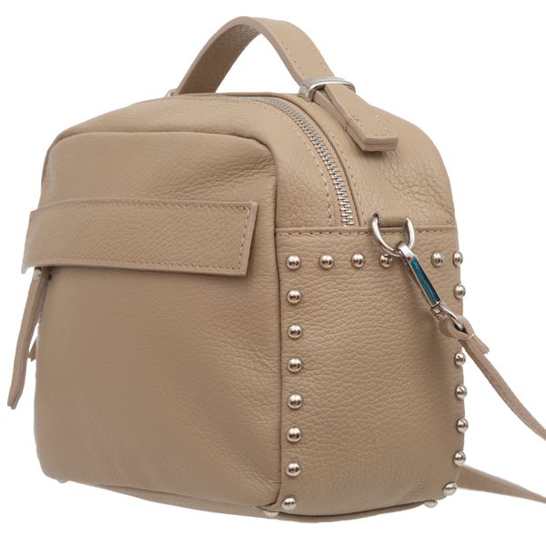 VERA PELLE torebka skórzana kuferek listonoszka z paskiem V167 camel zdjęcie 4