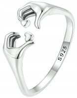 SREBRNY PIERŚCIONEK RODOWANY DLA KOBIETY SREBRO PRÓBA 925 DŁONIE SERCA