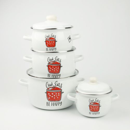 ZESTAW 4 GARNKÓW EMALIOWANYCH Z POKRYWAMI TRADYCYJNE GARNKI EMALIOWANE na Arena.pl