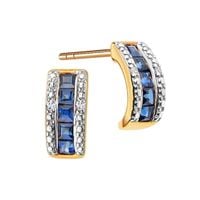 piękne kolczyki z diamentami i szafirami w złocie 585 | kzd21293