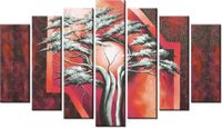 80CM 140CM OBRAZ 7 ELEM SZKARŁATNE DRZEWO ŚCIENNY