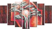 80CM 140CM OBRAZ 7 ELEM SZKARŁATNE DRZEWO ŚCIENNY