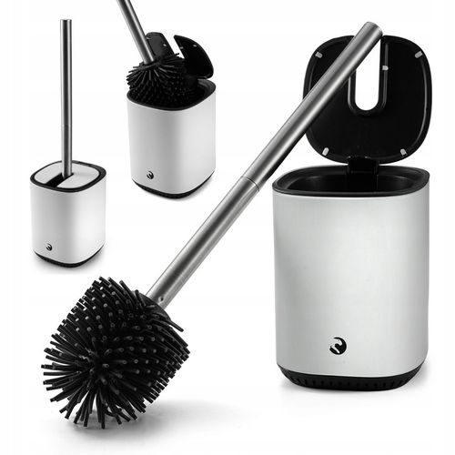 SZCZOTKA DO WC SILIKONOWA BIAŁA TOALETOWA STAL NIERDZEWNA METALOWY STOJAK na Arena.pl