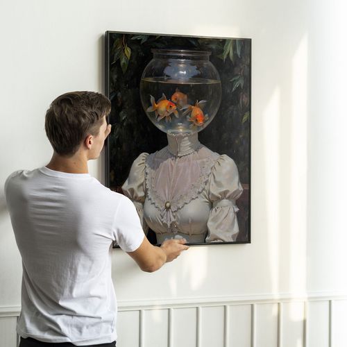 Plakat w ramie portret akwarium złote ryby 61x91 cm w czarnej ramie na Arena.pl