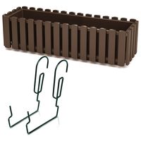 Doniczka + uchwyt skrzynka balkonowa 18x58x16,2 cm brąz