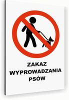 Tabliczka znak informacyjny 20x15 Biała ZAKAZ WYPROWADZANIA PSÓW Aluminiowa
