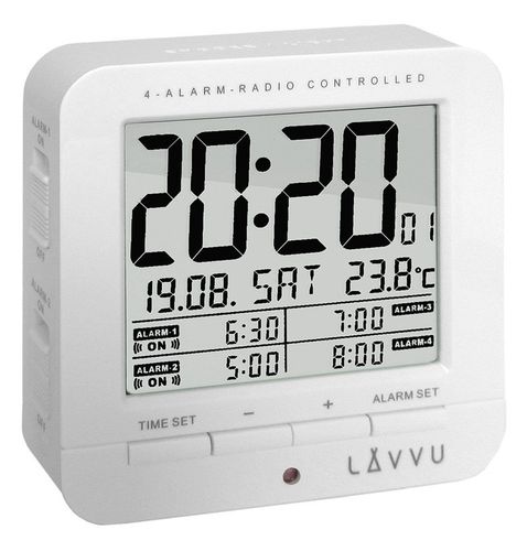 Budzik LAVVU LAR0010 Termometr Sensor Light 4 alarmy DCF77 na Arena.pl