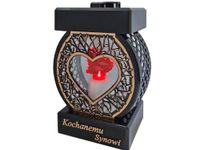 SYN SYNOWI ZNICZ LAMPION NA GRÓB KOŁO RTN SERCE RAMA ZŁ+SERCE LED