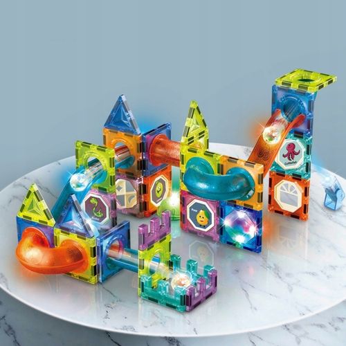 KLOCKI MAGNETYCZNE KONSTRUKCYJNE ŚWIECĄCY KULODROM TOR EDUKACYJNE PANELE 75 na Arena.pl