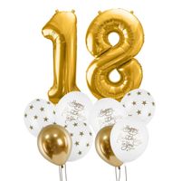 Zestaw balonów na 18 urodziny, biało-złoty