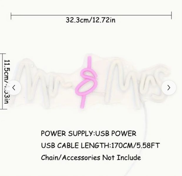 Mini Biały Różowy Neon LED Pan I Pani WYPRZEDAŻ zdjęcie 2