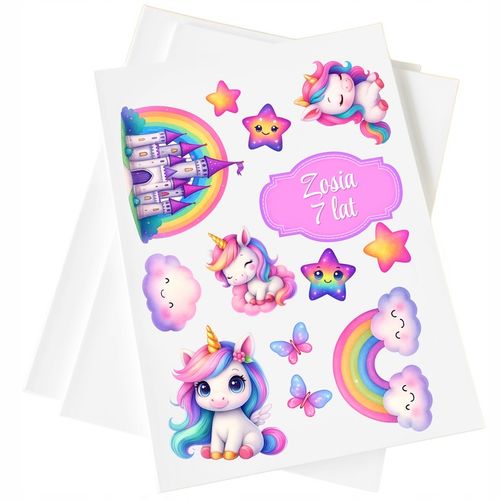 WYDRUK CUKROWY Opłatek na tort JEDNOROŻEC UNICORN TĘCZA KONIKI + TEKST na Arena.pl