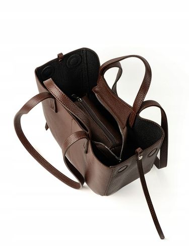 Torebka Damska ze Skóry Naturalnej z Magnetycznymi Zapięciami Cognac na Arena.pl