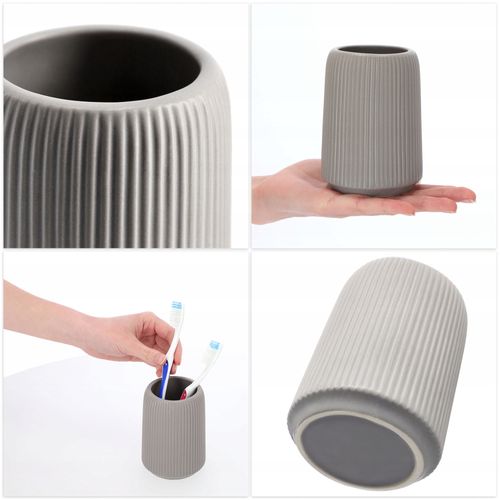 KUBEK ŁAZIENKOWY NA SZCZOTECZKI PASTĘ SZARY na Arena.pl