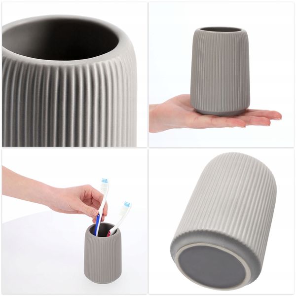 KUBEK ŁAZIENKOWY NA SZCZOTECZKI PASTĘ SZARY zdjęcie 3