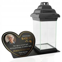 ZNICZ z PODSTAWĄ + DEDYKACJA na grób BABCI DZIADKA