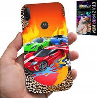ETUI DO MOTOROLA MOTO E6 PLUS - DLA DZIECI, SAMOCHODY WYŚCIGOWE + SZKŁO
