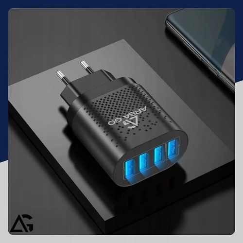 SZYBKA ŁADOWARKA DO TELEFONU KOSTKA 4X USB SZYBKIE ŁADOWANIE I KABEL 3W1 na Arena.pl
