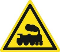 Znak Ostrzeżenie - rampa lub przejazd kolejowy grawerowana 10x10 duży wybór