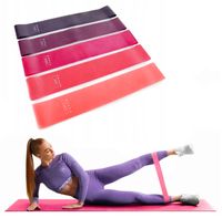 Gumy oporowe do ćwiczeń zestaw 5 różowe + woreczek