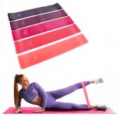 Gumy oporowe do ćwiczeń zestaw 5 różowe + woreczek