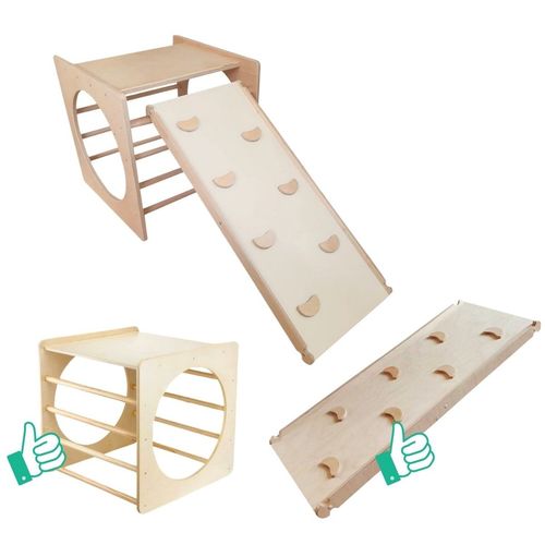 Kostka wspinaczkowa biała dla dzieci Box Plus + zjeżdżalnia drewniana na Arena.pl