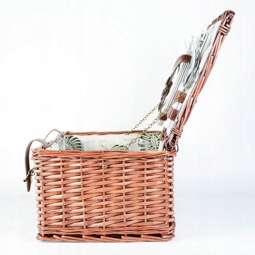 WIKLINOWY KOSZ PIKNIKOWY ZESTAW DLA 4 OSÓB ZASTAWA Z TALERZAMI KIELISZKAMI na Arena.pl