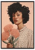 Plakat portret kobieta bukiet 61x91 cm w czarnej ramie