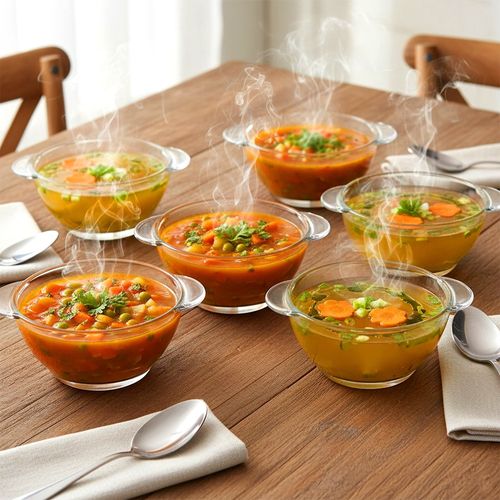 6x Miska Bulionówka Miseczka Szklana Obiadowa z Uszami Uchwytami 420 ml na Arena.pl