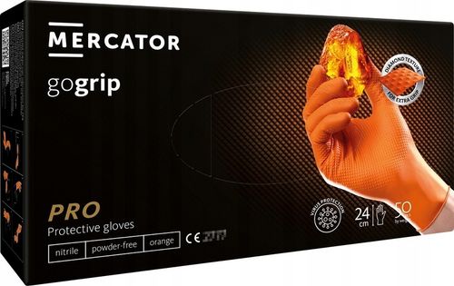 Rękawice Nitrylowe Mercator GOGRIP ORANGE Pomarańczowe 50 sztuk XL na Arena.pl