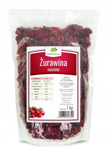 ŻURAWINA 1kg SUSZONA NATURALNA bez siarki z USA na Arena.pl