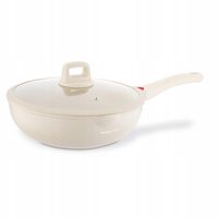 PATELNIA WOK Głęboka Indukcja GAZ POKRYWKA Konighoffer Creamy Marble 30 cm