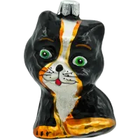 Bombka choinkowa szklana: Uroczy Kot z zielonymi oczami