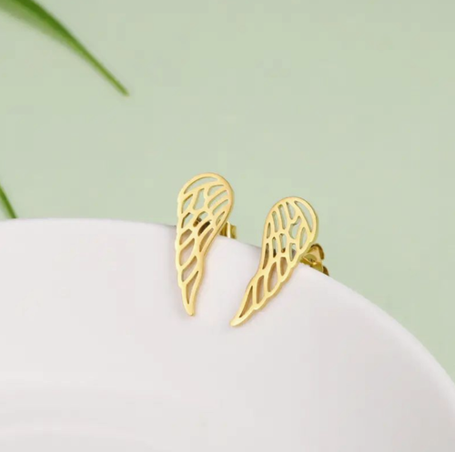 Kolczyki stal chirurgiczna pozłacane skrzydła na Arena.pl