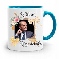 Kubek Błękitny Donald Tusk Po Platforma Prezent Z Nadrukiem Ze Zdjęciem