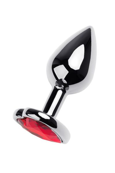 silver anal plug with pink gem heart-shaped zdjęcie 1