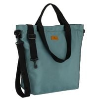 jasnozielona shopperka damska z poliestru, zawieszona na uchwytach