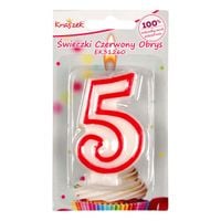 świeczka czerwony obrys "5"
