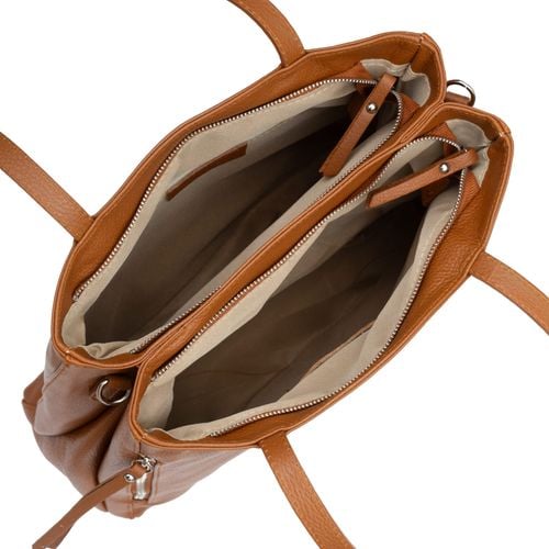 VERA PELLE torebka damska skórzana shopper z paskiem na ramię V514 beżowa na Arena.pl