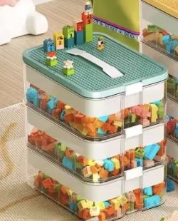 PUDEŁKO NA KLOCKI POJEMNIK NA LEGO PLASTIKOWE Z PRZEGRÓDKAMI 4 POZIOM dosmo na Arena.pl
