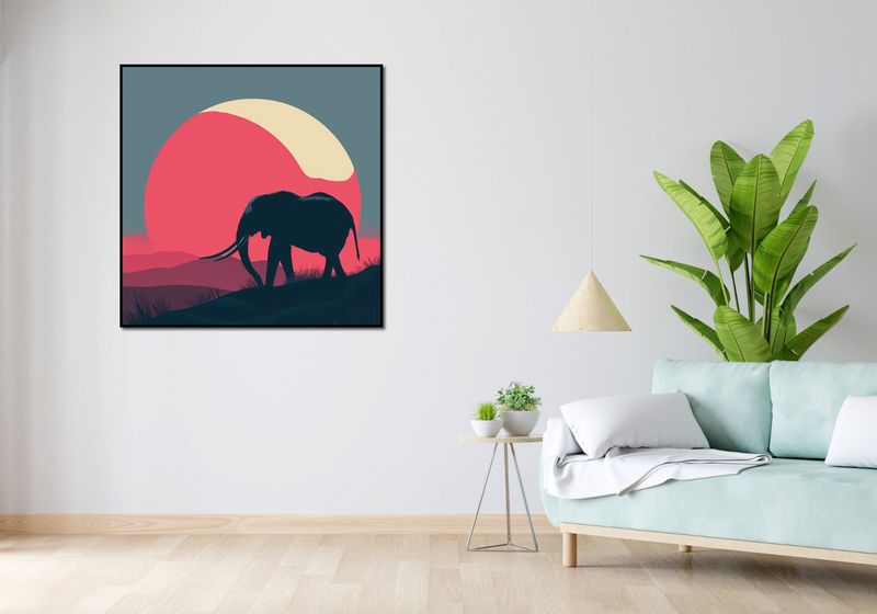 Plakat 100x100cm Słoń przy Czerwieni zdjęcie 4