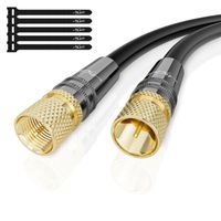 Kabel antenowy koncentryczny 4K UHD 2x Wtyk F miedziany czarny 50m 75 Ohm