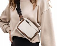 Damska Nerka Saszetka Crossbody Sportowa na Ramię Kremowa Brązowa Pojemna