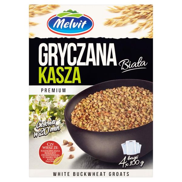 Melvit Premium Kasza gryczana biała 400 g (4 torebki) zdjęcie 1