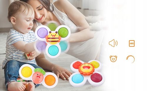 FIDGET SPINNER Z PRZYSSAWKĄ SENSORYCZNĄ KĄPIEL PREZENT GRZECHOTKA 3 SZTUKI na Arena.pl