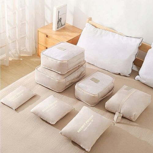 ORGANIZER DO WALIZKI PODRÓŻNY POJEMNY ZESTAW TORBY SZAFY PRANIE 7szt. Krem na Arena.pl