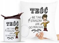 Zestaw Poduszka + Kubek Prezent Dla Teścia Taty Z Nadrukiem Ze Zdjęciem