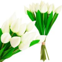 TULIPANY BUKIET TULIPANÓW PIĘKNY JAK ŻYWY TULIPAN KWIATY BIAŁE 12 KWIA