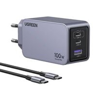 ładowarka sieciowa ugreen nexode pro 100w, gan, usb + 2x usb-c (szara)