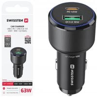 ŁADOWARKA SAMOCHODOWA kompaktowa SWISSTEN 1 x USB-C PD + 1 x USB-A QC 63W